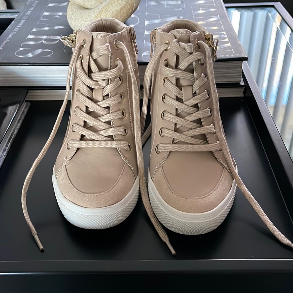 Aldo Kaia Nude Wedge Sneakers Size 6